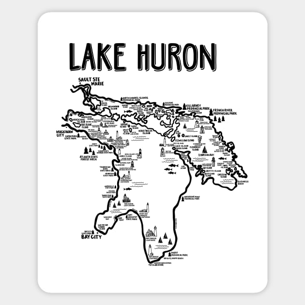 Lake Huron Map Sticker by fiberandgloss